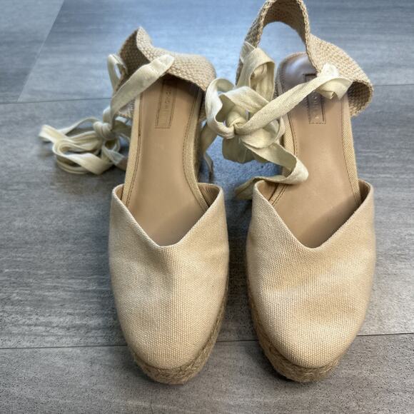 Antonio Melani Sandals Womens 10 M Platform Espadrille Beige Casual Wedge Heels - Picture 2 of 6